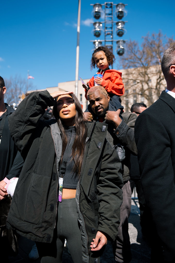 Kim Kardashian, Kanye West and daughter North attend the March For Our Lives.