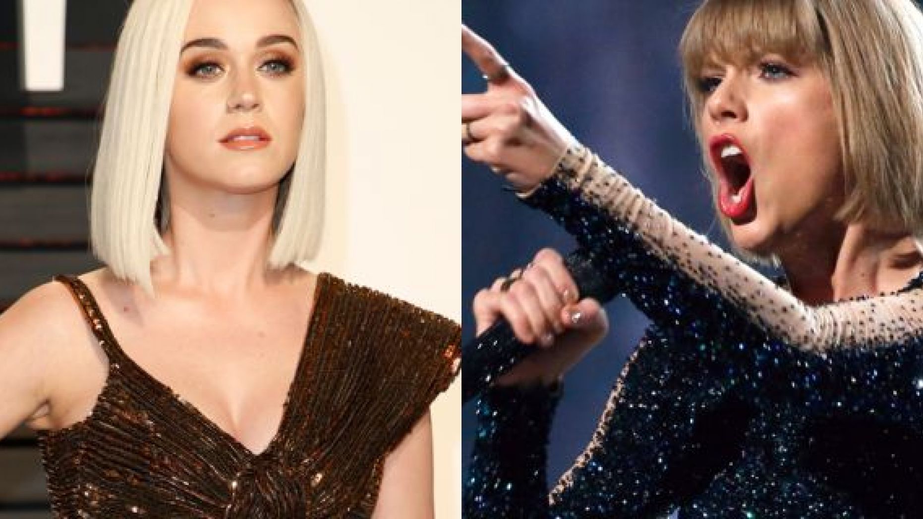 Katy Perry, left, is speaking out about Taylor Swift’s public political endorsements.<br data-cke-eol="1">