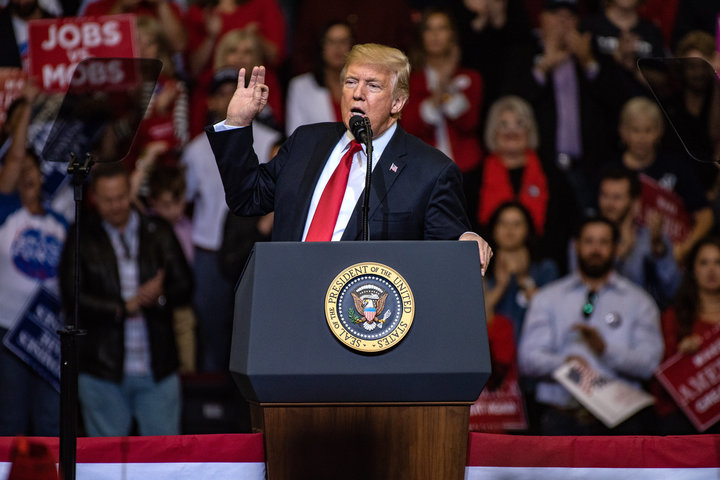 President Donald Trump speaks during a campaign rally in Houston, Texas, on Oct. 22, 2018. Trump&nbsp;called himself a "natio