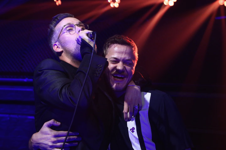 Tranter (left) took the stage with Imagine Dragons singer Dan Reynolds on Wednesday. The two collaborated on the 2017 hit "Be
