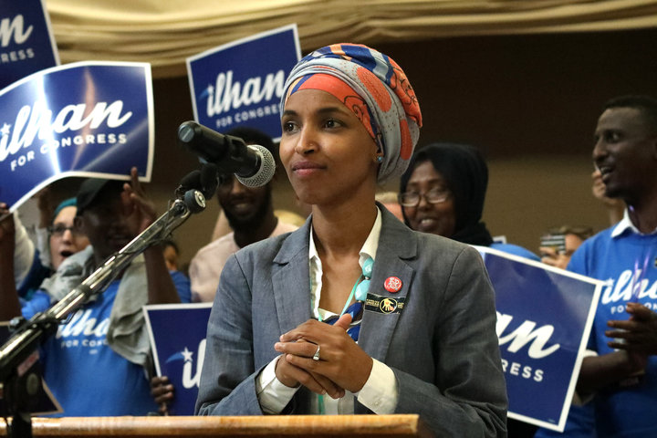 Minnesota's Ilhan Omar, pictured, and Michigan's Rashida Tlaib are poised to become the first Muslim women in Congress.