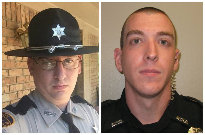 Patrolman James White, 35, and Corporal Zach Moak, 31, were killed in a shootout with a suspect on Saturday, authorities said