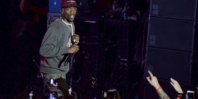 Travis Scott performs during the tribute event Mac Miller: A Celebration of Life on Oct. 31, 2018, at the Greek Theater in Los Angeles.