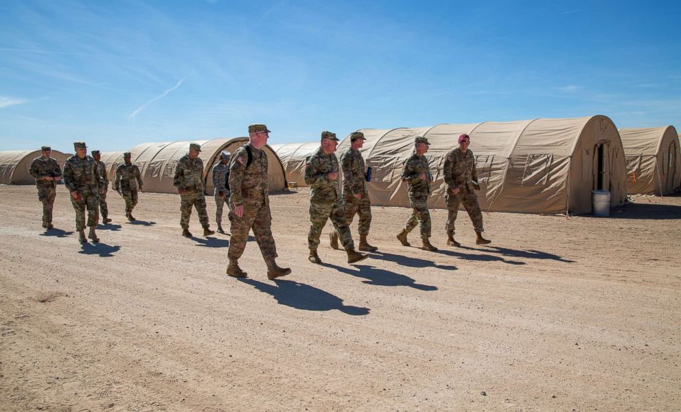 PHOTO: US Army commanders tour Sunglow tent city at Davis-Monthan Air Force Base, Ariz., Nov. 4, 2018.