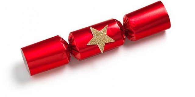 Isolated Red Christmas Cracker on white