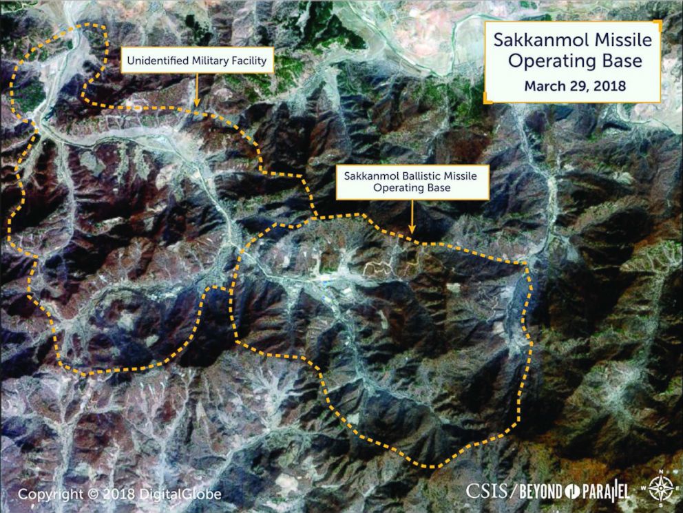 PHOTO: New satellite imagery released by the Center for Strategic and International Studies shows the Sakkanmol Missile Operating Base, one of more than a dozen locations where North Korea continues to develop ballistic missiles.