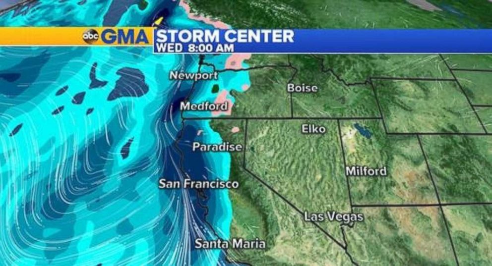 PHOTO: Much-needed rainfall will arrive in California late Tuesday, but the threat for mudslides is possible, too.