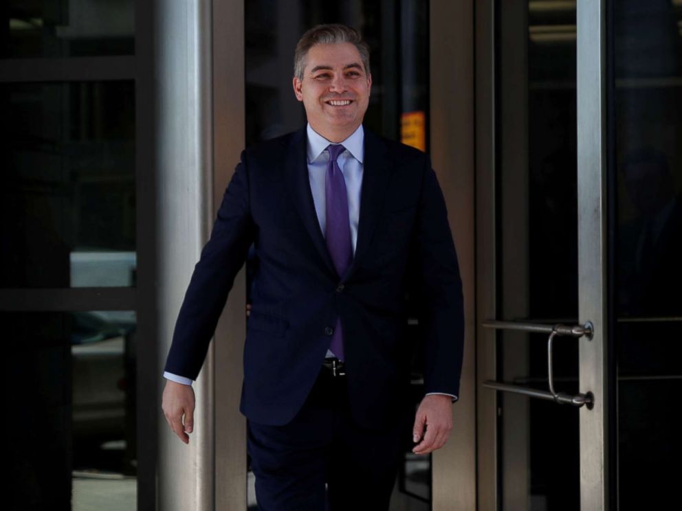 PHOTO: CNN White House correspondent Jim Acosta smiles as he departs after a judge temporarily restored his White House press credentials following a hearing at U.S. District Court in Washington, Nov. 16, 2018.