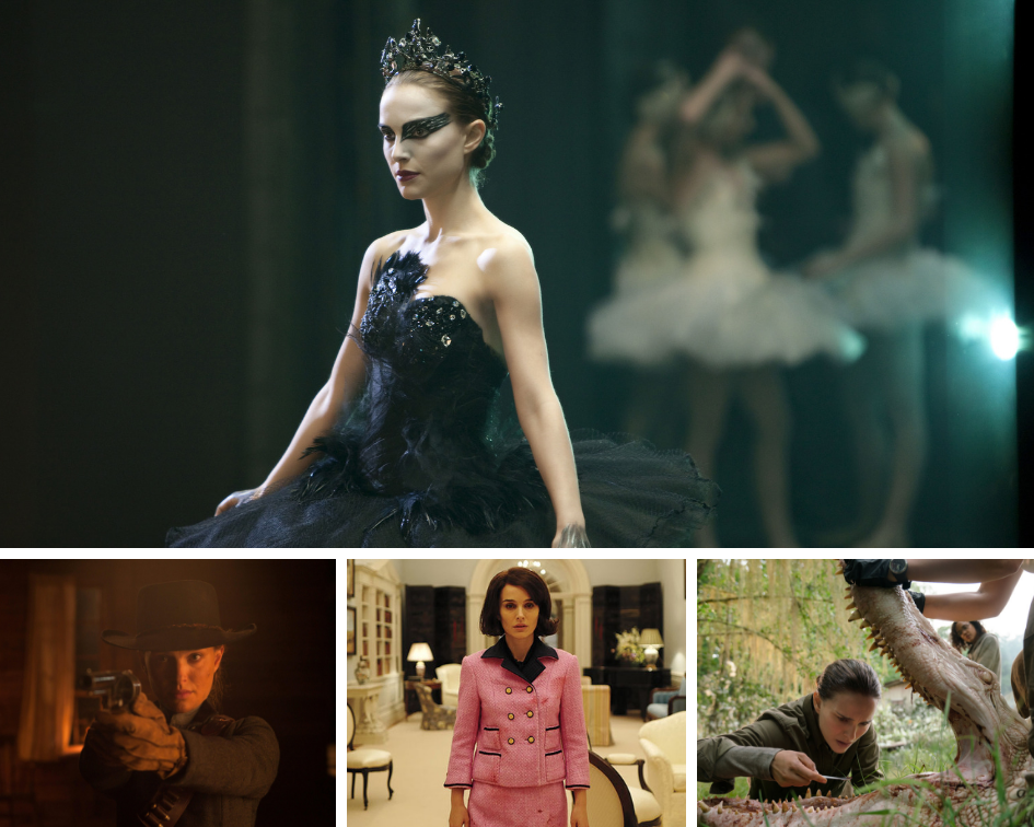 Clockwise from top: "Black Swan," "Annihilation," "Jackie" and "Jane Got a Gun."