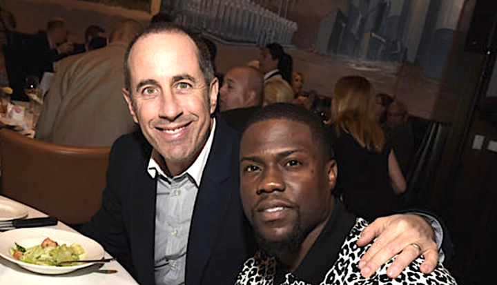 Jerry Seinfeld, pictured in 2015 with Kevin Hart, isn't worried about his fellow comedian's future after Hart stepped down fr