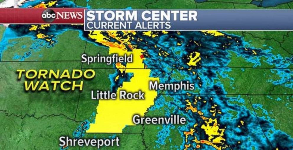 PHOTO: A tornado watch is in effect for parts of Arkansas and Missouri on Saturday morning.