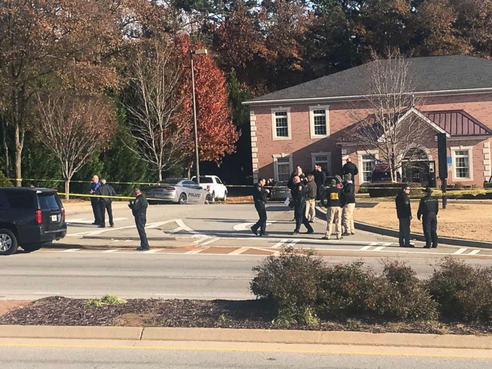 PHOTO: Officials on the scene outside Atlanta, where an officer was shot, Dec. 6, 2018.