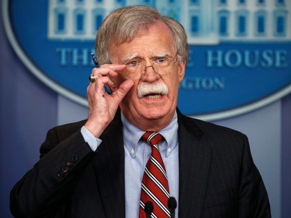 PHOTO: National security adviser John Bolton speaks during the daily press briefing at the White House, Aug. 2, 2018, in Washington.