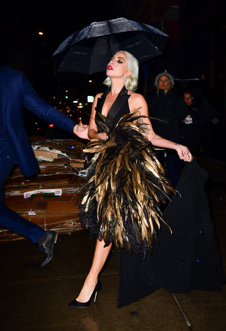 Lady Gaga brightens a dreary night in Manhattan on Jan. 8.