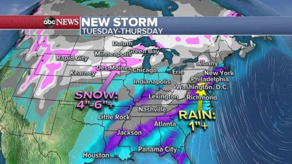 The newly forming storm may deliver 4 to 6 inches of snow to the upper Midwest.