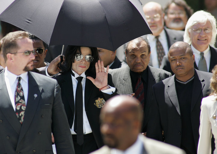 Michael Jackson leaves the Santa Barbara County Courthouse in California after being acquitted on all 10 counts in his 2005 m