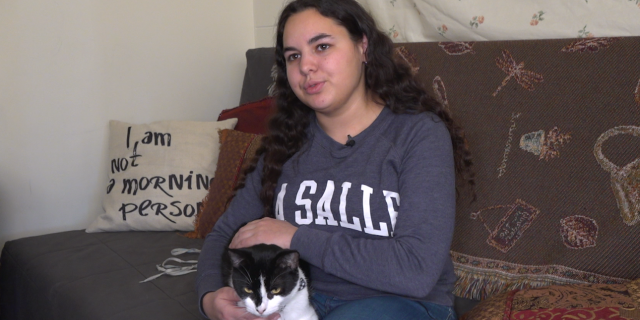 For Sam Hojnowski her freshman year at La Salle University her 9-month-old emotional support kitty, Lace, has helped ease those worries.