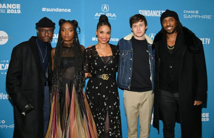 PARK CITY, UT - JANUARY 24: (L-R) Actors Ashton Sanders, KiKi Layne, Sanaa Lathan, Nick Robinson, and Director Rashid Johnson attend the 