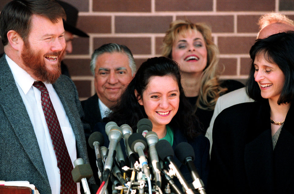 Lorena Bobbitt outside court after her acquittal in&nbsp;February 1994.&nbsp;