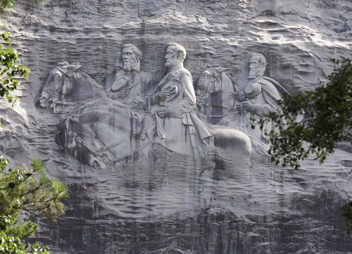 Confederate leaders etched into a rock face at Stone Mountain.