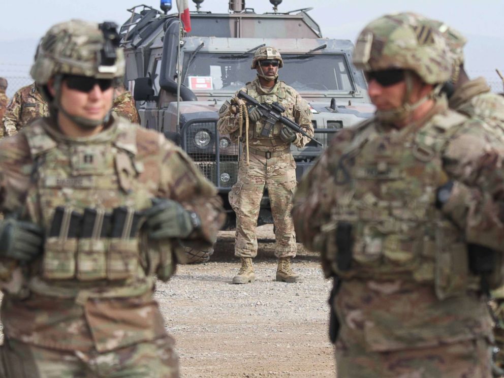 PHOTO: U.S. soldiers attend a training session for the Afghan Army in Herat, Afghanistan, Feb. 2, 2019.