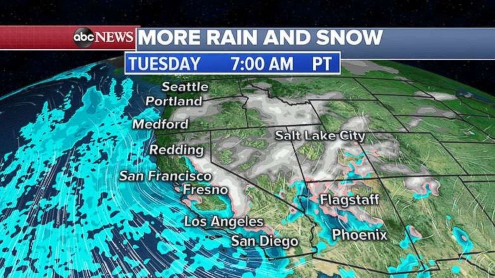 More rain and snow are targeting California tomorrow.