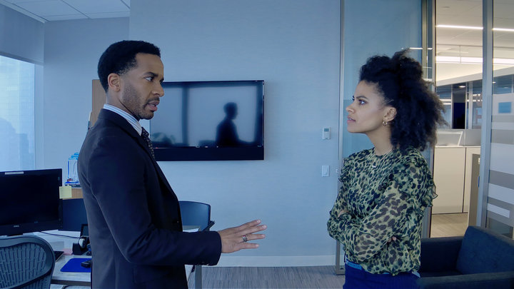 Andr&eacute; Holland and Zazie Beetz in "High Flying Bird."