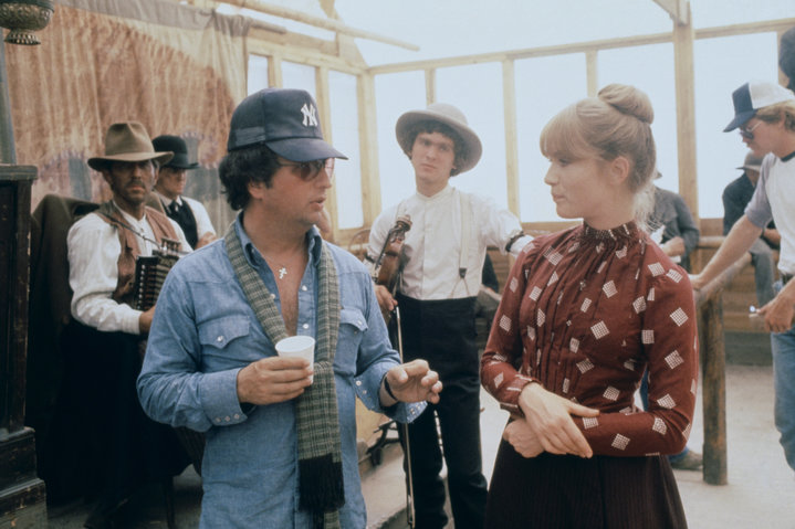 Director Michael Cimino and Isabelle Huppert on the set of "Heaven's Gate" in 1979.