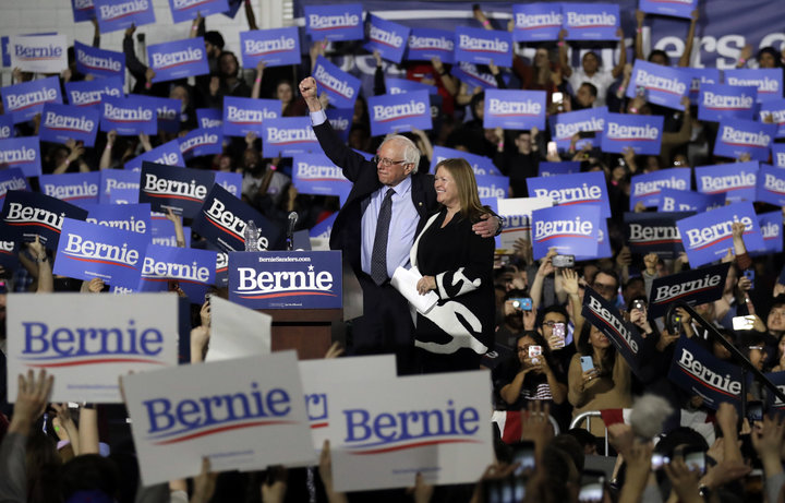 Sanders was joined by his wife, Jane O'Meara Sanders, in Chicago, on Sunday.&nbsp;