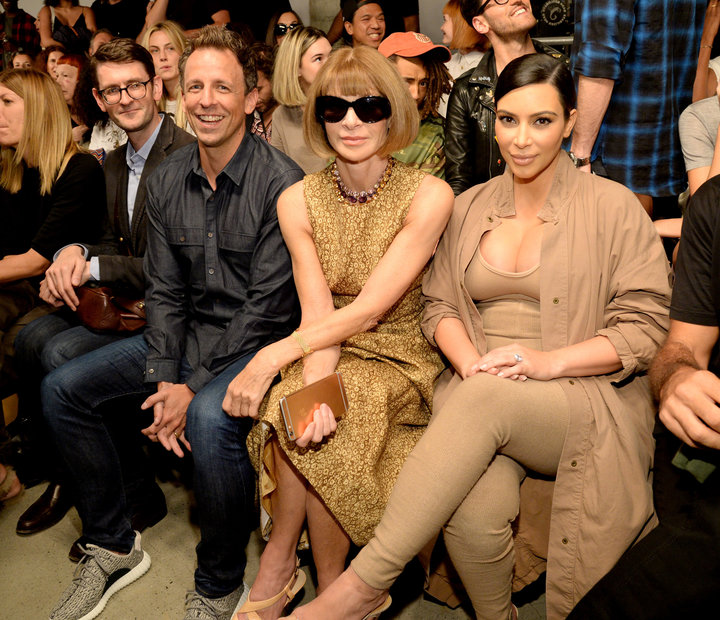 Seth Meyers, Anna Wintour, Kim Kardashian West and North West attend Kanye West Yeezy Season 2 during New York Fashion Week o