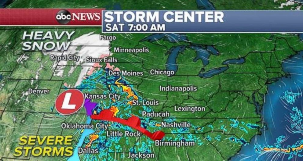 PHOTO: A storm is developing in the central U.S. on Saturday morning.