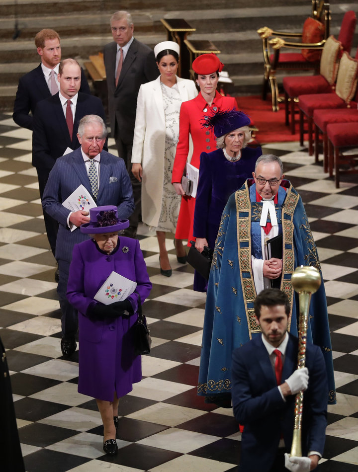 The royal family leaving the&nbsp;Commonwealth Day service.&nbsp;