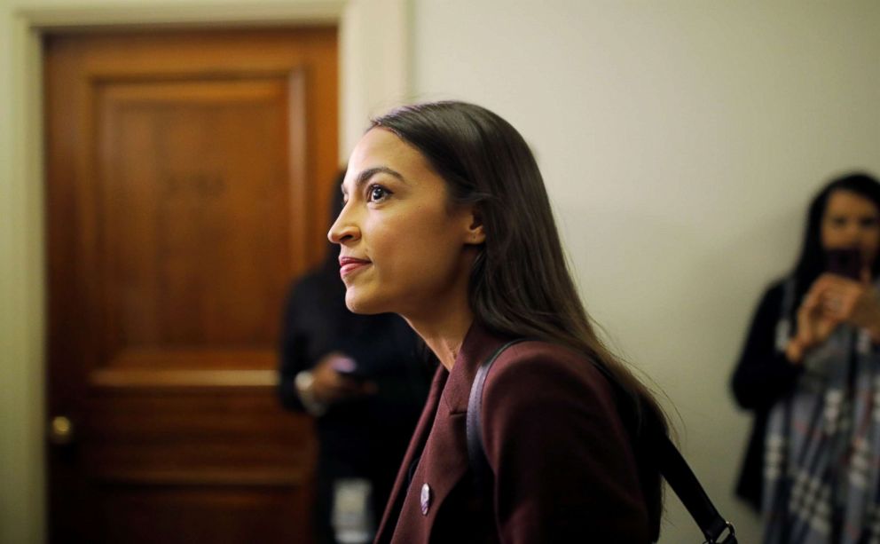Rep. Alexandria Ocasio-Cortez arrives to listen to Michael Cohen testify at a House Committee on Oversight and Reform hearing on Capitol Hill in Washington, Feb. 27, 2019.