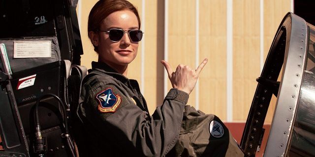 Brie Larson as Air Force pilot Carol Danvers in "Captain Marvel"