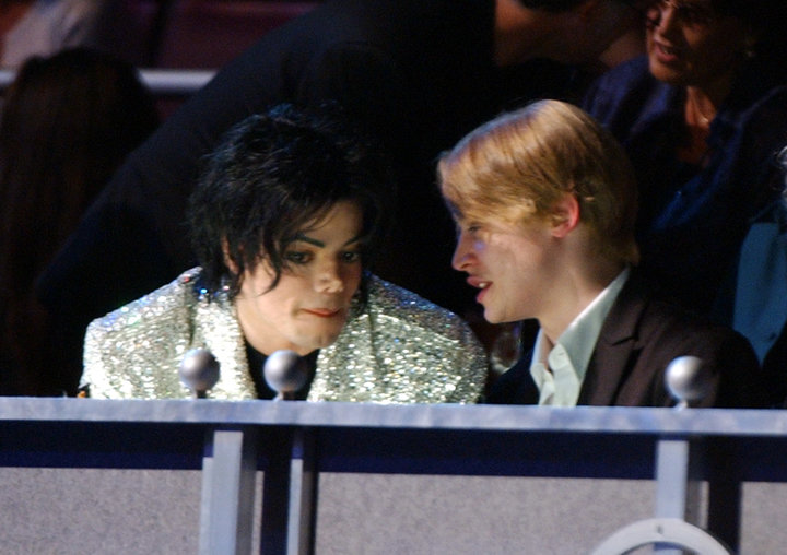 Michael Jackson and Macaulay Culkin at a star-studded concert celebration for Jackson, held at Madison Square Garden in 2001.