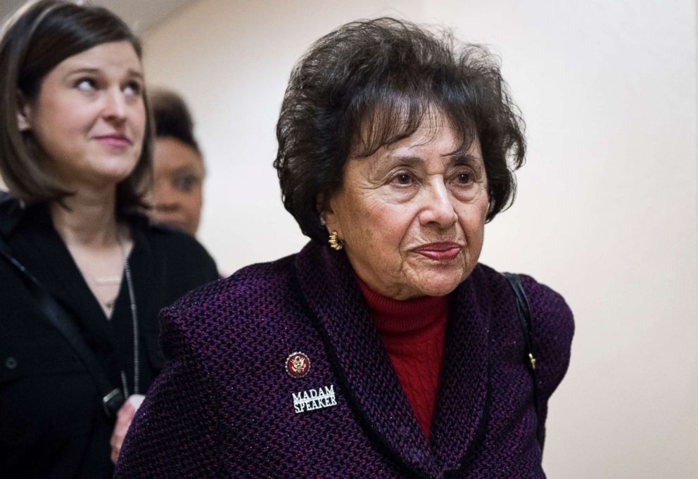PHOTO: Rep. Nita Lowey leaves the House Democrats caucus meeting in the Capitol Hill, Jan. 4, 2019, in Washington, DC.