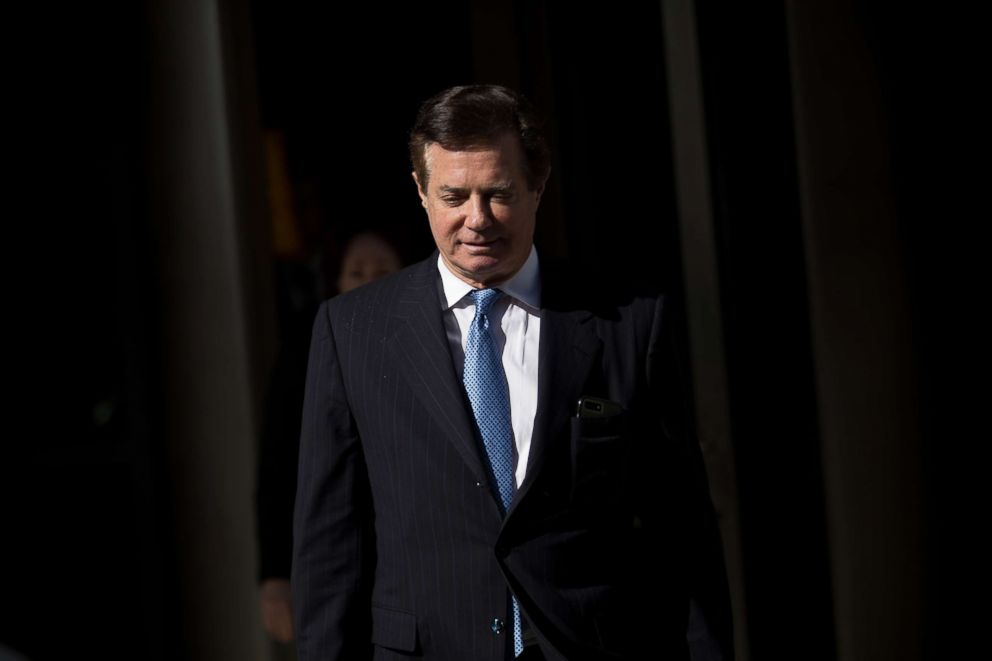 PHOTO: Paul Manafort, former campaign manager for Donald Trump, exits the E. Barrett Prettyman Federal Courthouse, Feb. 28, 2018, in Washington, D.C.