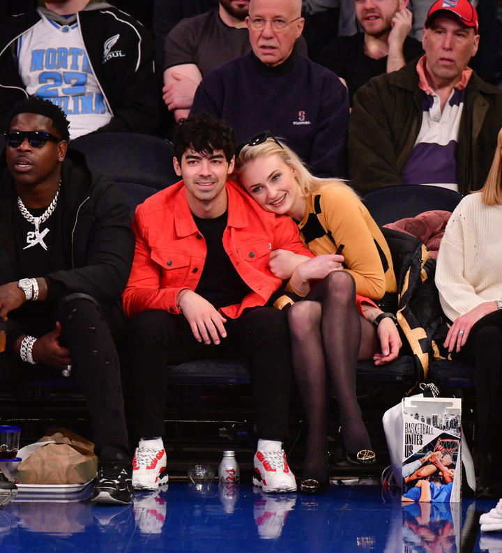 Joe Jonas and Sophie Turner at a game between the Sacramento Kings and New York Knicks at Madison Square Garden in March.