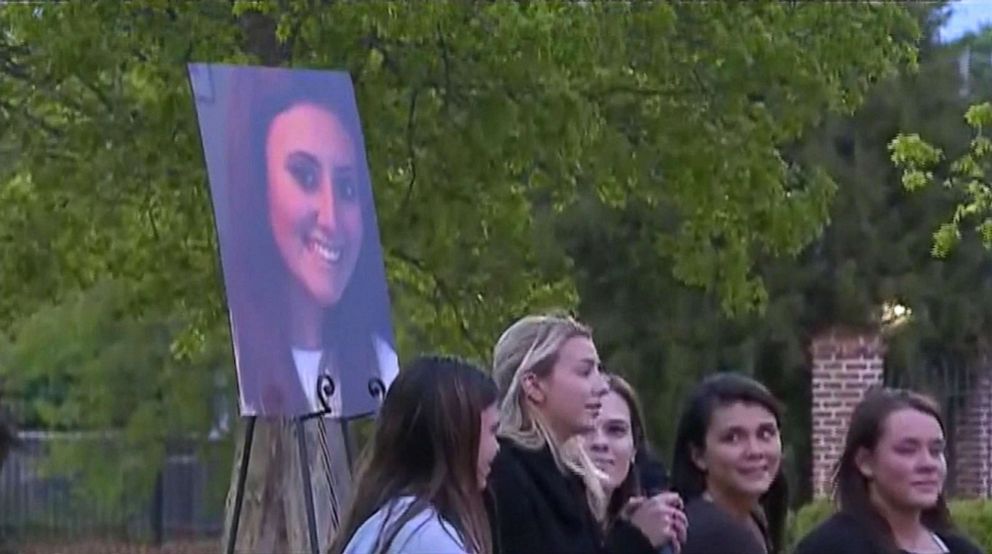 People gather for a candlelight vigil at the University of South Carolina for student Samantha Josephson, whose body was found on March 30, 2019.