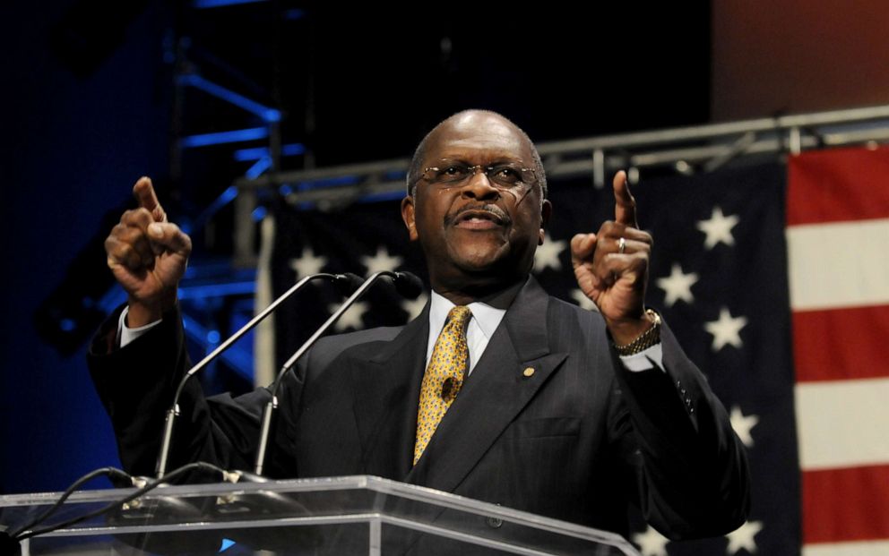 Potential GOP presidential candidate Herman Cain, the former chairman and CEO of Godfather's Pizza, speaks at the Iowa Faith & Freedom Coalition event, March 7, 2011, in Waukee, Iowa.