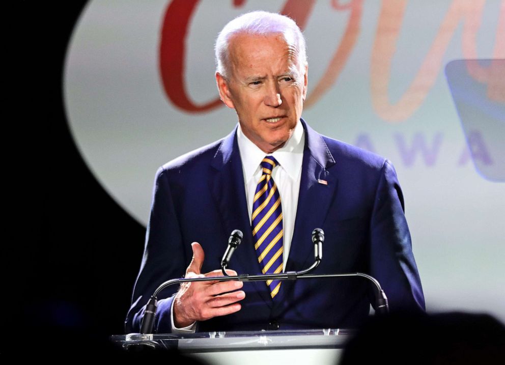 Former Vice President Joe Biden speaks at the Biden Courage Awards in New York, March 26, 2019.
