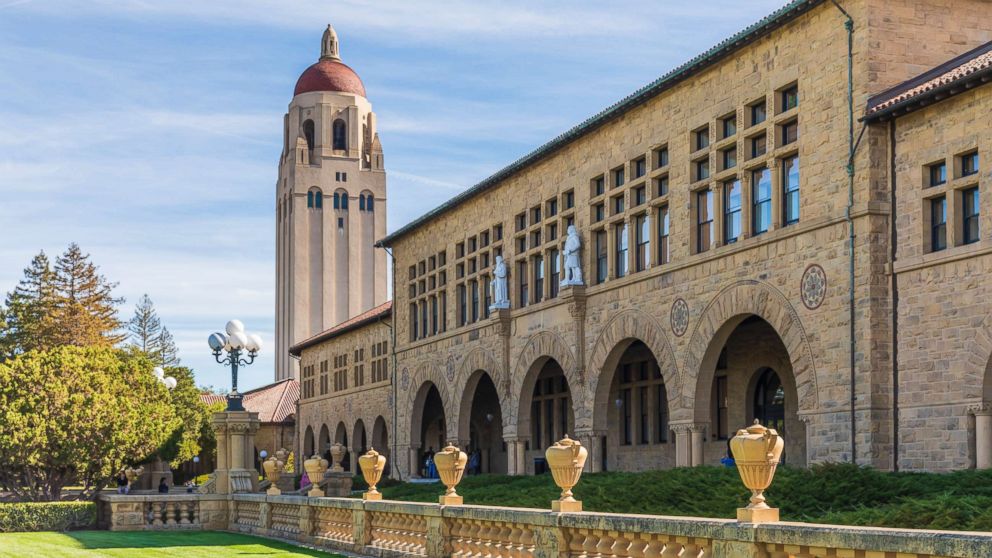 A general view of the campus of Stanford University including Hoover Tower and buildings of the Main Quadrangle, Oct. 27, 2018, in Palo Alto, Calif.