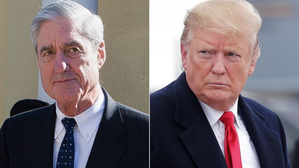 Special Counsel Robert Mueller, left, and President Donald Trump, right.