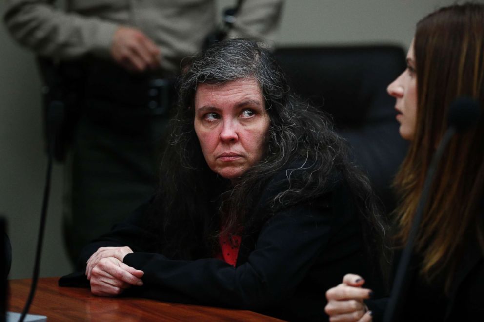 Louise Turpin sits in a courtroom Friday, Feb. 22, 2019, in Riverside, Calif.