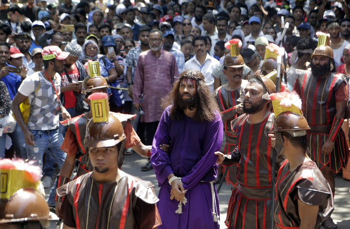 A man portrays Jesus in Mumbai, India, on April 19, 2019.