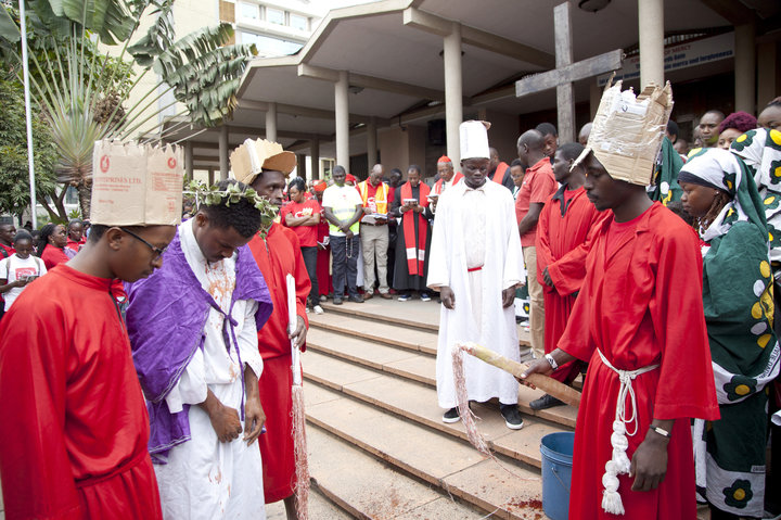 Actors perform a passion play in Nairobi on Good Friday.