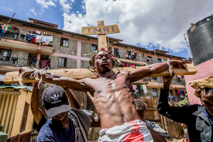 A man portrays Jesus in Kibera, Nairobi, on Good Friday.