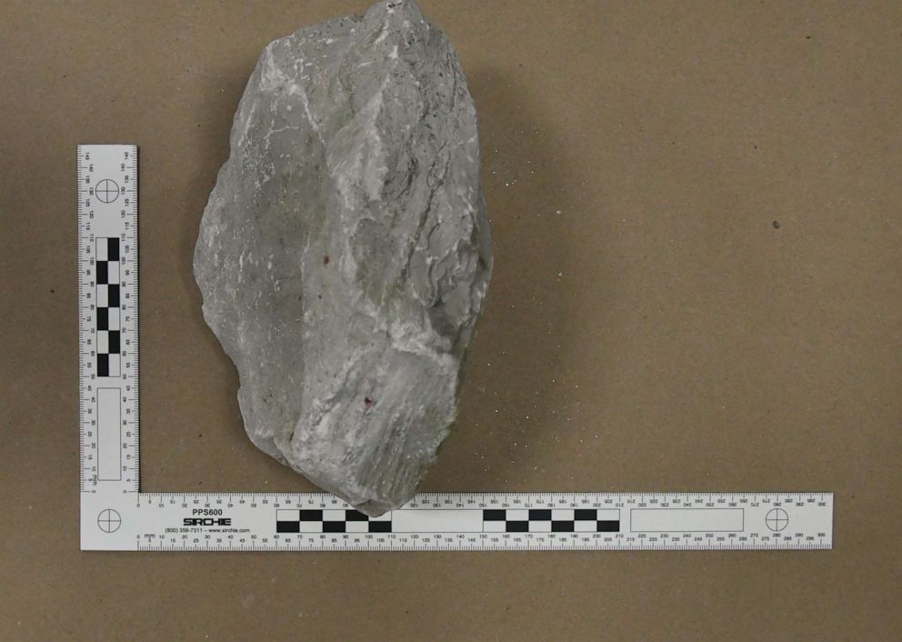 The Boone County Sheriff's Office released images of this rock that authorities say two teenage boys threw at a Kentucky roadway, seriously injuring a driver.