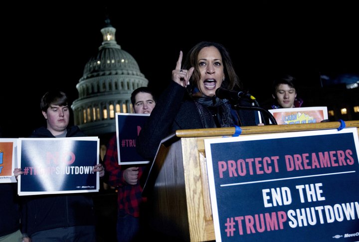 Sen. Kamala Harris (D-Calif.) spoke at a rally in support of DACA on Jan. 19, 2018.