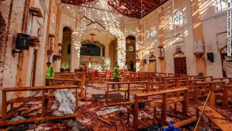 St. Sebastian&#39;s Church in Negombo was severely damaged in the attacks.